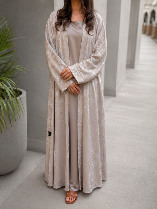Jacquard Abaya – Sand Beige
