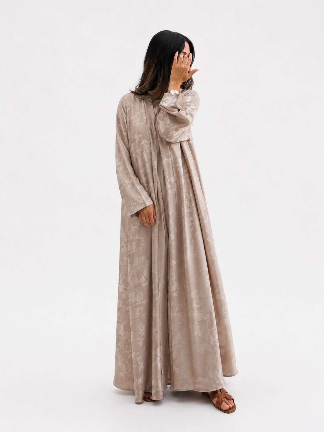 Jacquard Abaya – Sand Beige